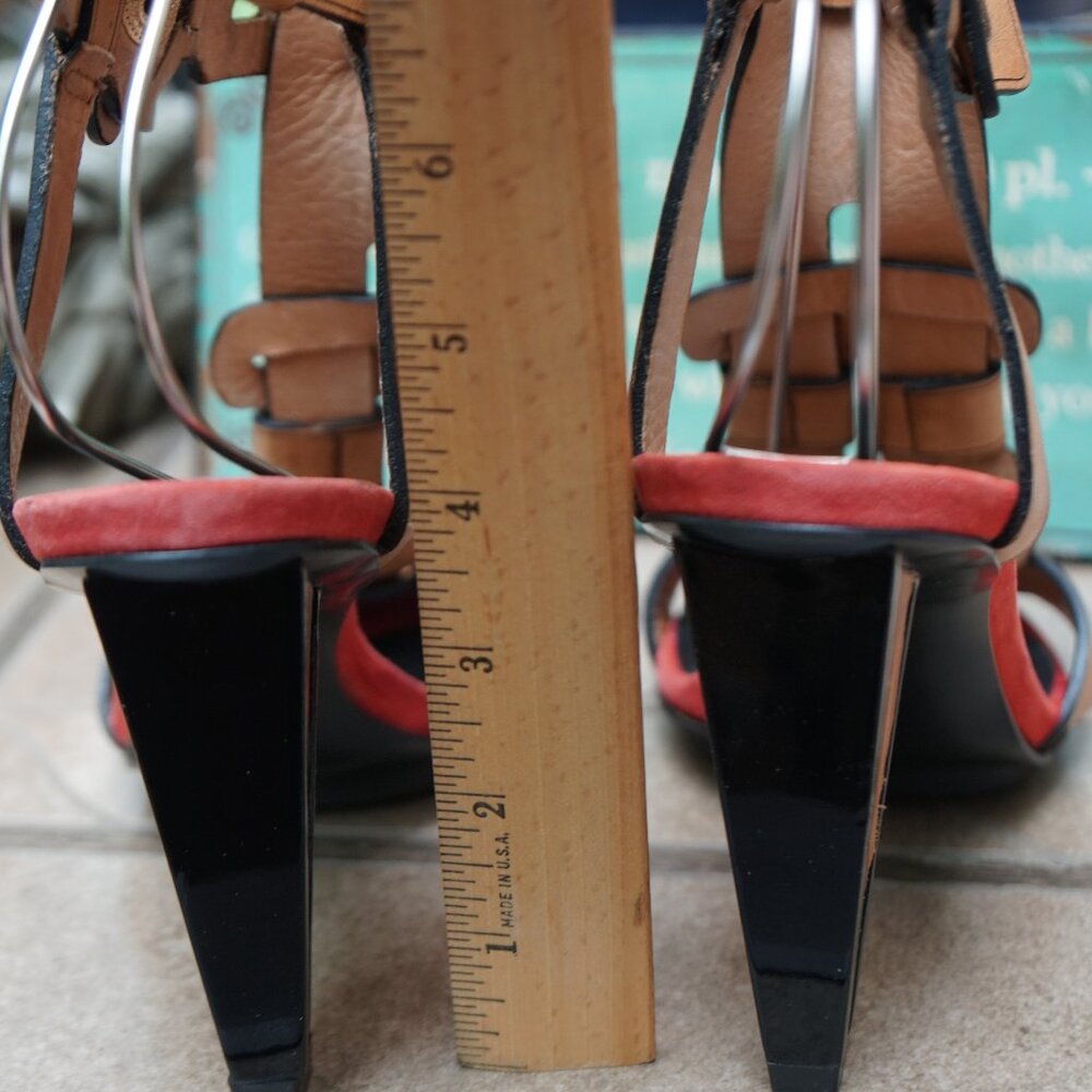 DIANE von FURSTENBERG LEATHER HEEL SANDAL 7.5M - Picture 15 of 16